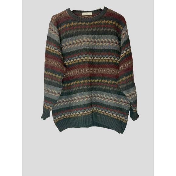 Mark & Spencer Sweater Men EU 3  Crew Neck Printed Long Sleeve 18% Wool - Picture 1 of 9